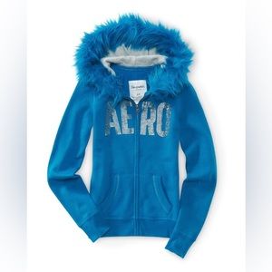 Aeropostale hoodie sweatshirt with furry hoodie.
And full bling